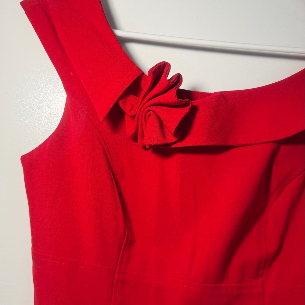 Calvin Klein Red Strapless Dress with Rosette Detail